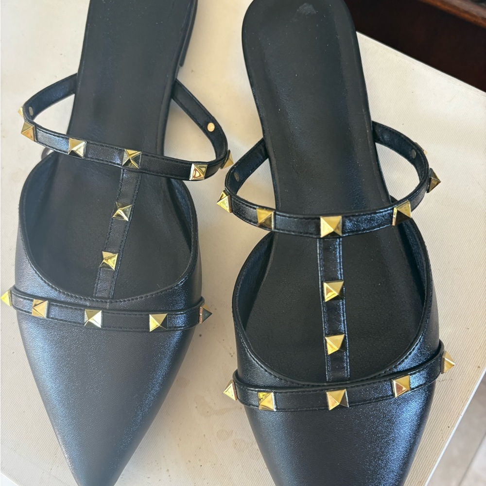 Elegant Black Studded Mules
